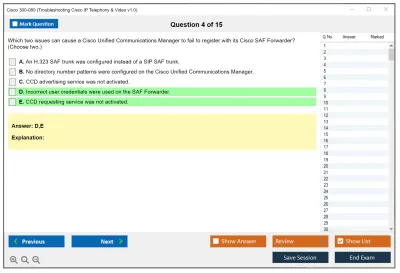 Cisco 300-080 Troubleshooting Cisco IP Telephony &amp; Video v1.0 Practice test exam simulator test engine exam Prep practice test questions answers Image 4