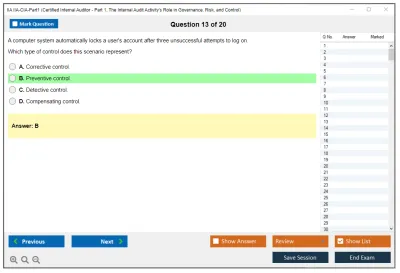 IIA IIA-CIA-Part1 Essentials of Internal Auditing Practice test exam simulator test engine exam Prep practice test questions answers Image 13