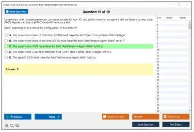 Avaya 3304 Avaya Aura Call Center Elite Implementation and Maintenance Practice test exam simulator test engine exam Prep practice test questions answers Image 10