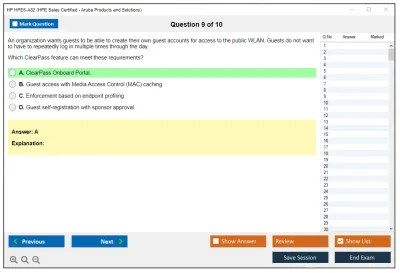 HP HPE6-A82 Aruba Certified ClearPass Associate Exam Practice test exam simulator test engine exam Prep practice test questions answers Image 9