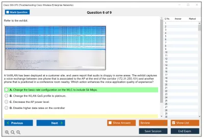Cisco 300-370 Troubleshooting Cisco Wireless Enterprise Networks Practice test exam simulator test engine exam Prep practice test questions answers Image 6