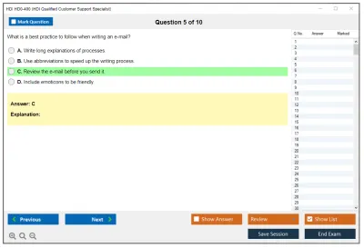 HDI HD0-400 HDI Qualified Customer Support Specialist Practice test exam simulator test engine exam Prep practice test questions answers Image 5