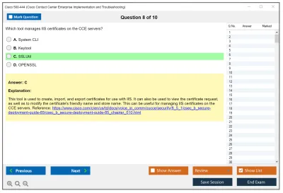 Cisco 500-444 Cisco Contact Center Enterprise Implementation and Troubleshooting Practice test exam simulator test engine exam Prep practice test questions answers Image 8