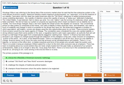 TOEFL TOEFL-Reading-Comprehension Test of English as a Foreign Language - Reading Comprehension Practice test exam simulator test engine exam Prep practice test questions answers Image 1