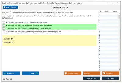 Salesforce Development-Lifecycle-and-Deployment-Designer Salesforce Certified Development Lifecycle and Deployment Designer Practice test exam simulator test engine exam Prep practice test questions answers Image 4