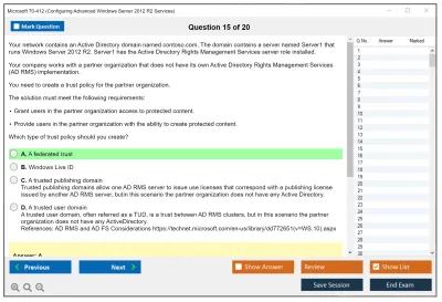 Microsoft 70-412 Configuring Advanced Windows Server 2012 R2 Services Practice test exam simulator test engine exam Prep practice test questions answers Image 15