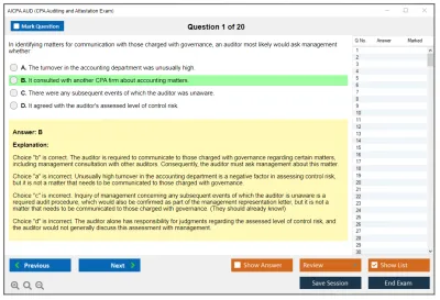 AICPA AUD CPA Auditing and Attestation Exam Practice test exam simulator test engine exam Prep practice test questions answers Image 1