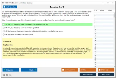 IBM S1000-007 IBM AIX v7 Administrator Specialty Practice test exam simulator test engine exam Prep practice test questions answers Image 5
