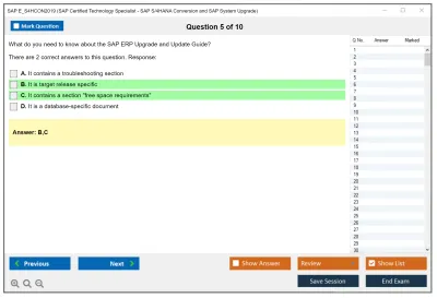 SAP E_S4HCON2019 SAP Certified Technology Specialist - SAP S/4HANA Conversion and SAP System Upgrade Practice test exam simulator test engine exam Prep practice test questions answers Image 5