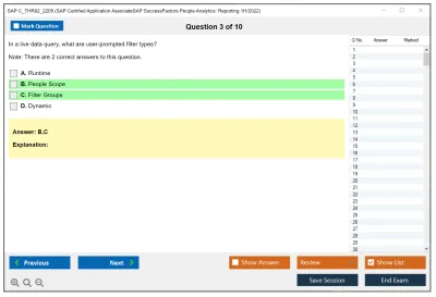 SAP C_THR92_2205 SAP Certified Application AssociateSAP SuccessFactors People Analytics: Reporting 1H/2022 Practice test exam simulator test engine exam Prep practice test questions answers Image 3