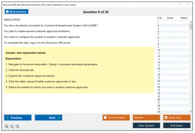 Microsoft MB-300 Microsoft Dynamics 365: Core Finance and Operations Practice test exam simulator test engine exam Prep practice test questions answers Image 6