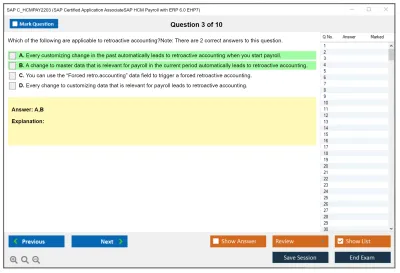 SAP C_HCMPAY2203 SAP Certified Associate - SAP HCM Payroll with ERP 6.0 EHP7 Practice test exam simulator test engine exam Prep practice test questions answers Image 3
