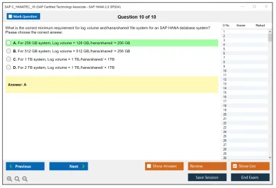 SAP C_HANATEC_16 SAP Certified Technology Associate - SAP HANA 2.0 SPS04 Practice test exam simulator test engine exam Prep practice test questions answers Image 10