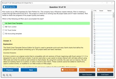 Microsoft 77-427 Excel 2013 Expert Part One Practice test exam simulator test engine exam Prep practice test questions answers Image 10