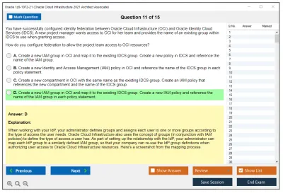 Oracle 1z0-1072-21 Oracle Cloud Infrastructure 2021 Architect Associate Practice test exam simulator test engine exam Prep practice test questions answers Image 11