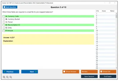Oracle 1z0-1087-22 Oracle Account Reconciliation 2022 Implementation Professional Practice test exam simulator test engine exam Prep practice test questions answers Image 5