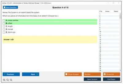Veritas VCS-261 Administration of Veritas InfoScale Storage 7.3 for UNIX/Linux Practice test exam simulator test engine exam Prep practice test questions answers Image 4