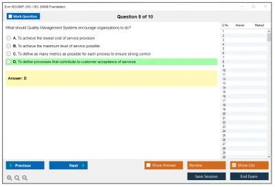 Exin ISO20KF ISO / IEC 20000 Foundation Practice test exam simulator test engine exam Prep practice test questions answers Image 8