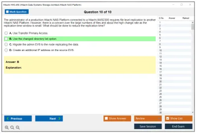 Hitachi HH0-450 Hitachi Data Systems Storage Architect-Hitachi NAS Platform Practice test exam simulator test engine exam Prep practice test questions answers Image 10