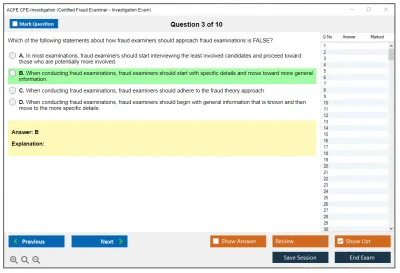 ACFE CFE-Investigation Certified Fraud Examiner (CFE) - Investigation Practice test exam simulator test engine exam Prep practice test questions answers Image 3