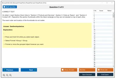 Microsoft MO-300 Microsoft PowerPoint (PowerPoint and PowerPoint 2019) Practice test exam simulator test engine exam Prep practice test questions answers Image 2