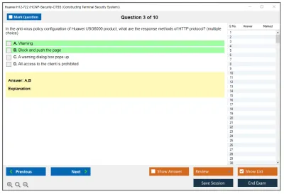 Huawei H12-722 Huawei Certified ICT Professional - Constructing Service Security Network (HCIP-Security-CSSN V3.0) Practice test exam simulator test engine exam Prep practice test questions answers Image 3