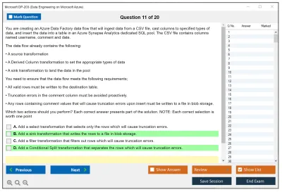 Microsoft DP-203 Data Engineering on Microsoft Azure Practice test exam simulator test engine exam Prep practice test questions answers Image 11