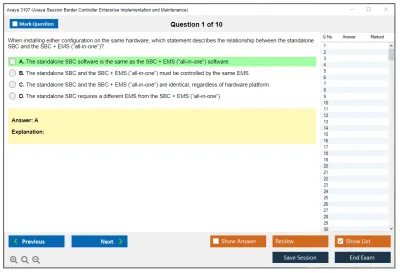 Avaya 3107 Avaya Session Border Controller Enterprise Implementation and Maintenance Practice test exam simulator test engine exam Prep practice test questions answers Image 1