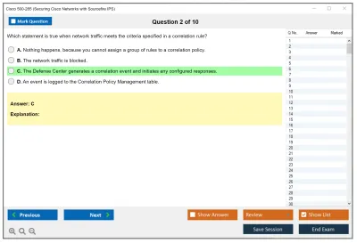 Cisco 500-285 Securing Cisco Networks with Sourcefire IPS Practice test exam simulator test engine exam Prep practice test questions answers Image 2