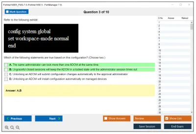 Fortinet NSE5_FMG-7.0 Fortinet NSE 5 - FortiManager 7.0 Practice test exam simulator test engine exam Prep practice test questions answers Image 3