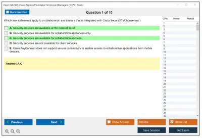Cisco 646-365 Cisco Express Foundation for Account Managers (CXFA) Exam Practice test exam simulator test engine exam Prep practice test questions answers Image 1