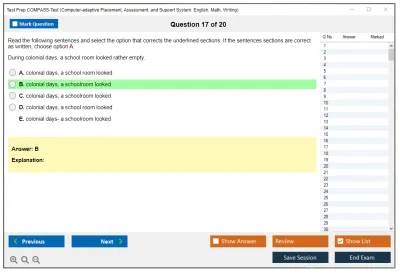 Test Prep COMPASS-Test Computer-adaptive Placement, Assessment, and Support System: English, Math, Writing Practice test exam simulator test engine exam Prep practice test questions answers Image 17