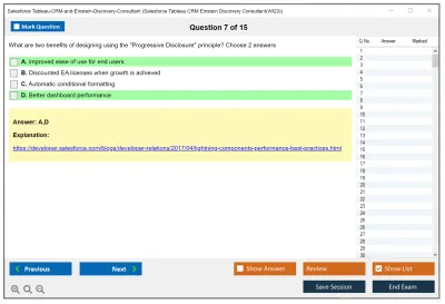 Salesforce Tableau-CRM-and-Einstein-Discovery-Consultant Salesforce Tableau CRM Einstein Discovery Consultant Practice test exam simulator test engine exam Prep practice test questions answers Image 7