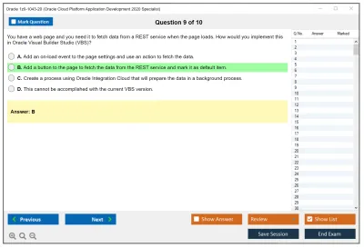 Oracle 1z0-1043-20 Oracle Cloud Platform Application Development 2020 Specialist Practice test exam simulator test engine exam Prep practice test questions answers Image 9