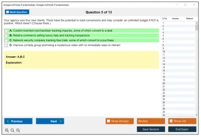 Google AdWords-Fundamentals Google AdWords Fundamentals Practice test exam simulator test engine exam Prep practice test questions answers Image 5
