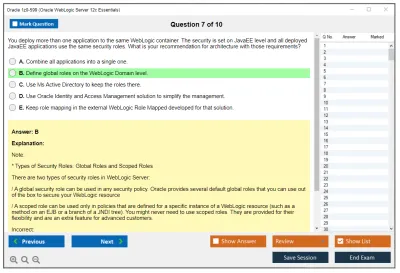 Oracle 1z0-599 Oracle WebLogic Server 12c Essentials Practice test exam simulator test engine exam Prep practice test questions answers Image 7