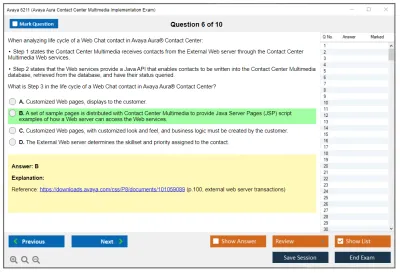 Avaya 6211 Avaya Aura Contact Center Multimedia Implementation Exam Practice test exam simulator test engine exam Prep practice test questions answers Image 6