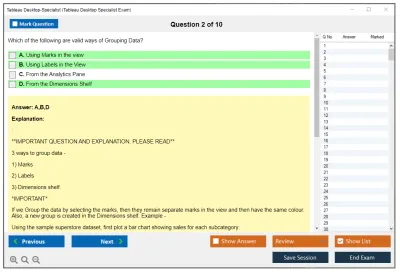 Tableau Desktop-Specialist Tableau Desktop Specialist Exam Practice test exam simulator test engine exam Prep practice test questions answers Image 2