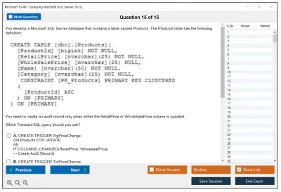 Microsoft 70-461 Querying Microsoft SQL Server 2012 Practice test exam simulator test engine exam Prep practice test questions answers Image 15