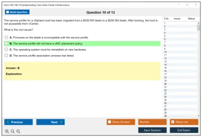 Cisco 300-180 Troubleshooting Cisco Data Center Infrastructure Practice test exam simulator test engine exam Prep practice test questions answers Image 10