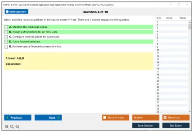 SAP C_S4FCF_2021 SAP Certified Application AssociateCentral Finance in SAP S/4HANA (SAP S/4HANA 2021) Practice test exam simulator test engine exam Prep practice test questions answers Image 4