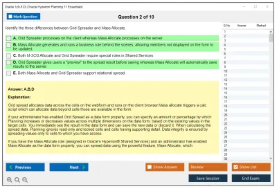 Oracle 1z0-533 Oracle Hyperion Planning 11 Essentials Practice test exam simulator test engine exam Prep practice test questions answers Image 2