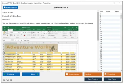 Microsoft 77-727 Excel 2016: Core Data Analysis, Manipulation, and Presentation Practice test exam simulator test engine exam Prep practice test questions answers Image 4