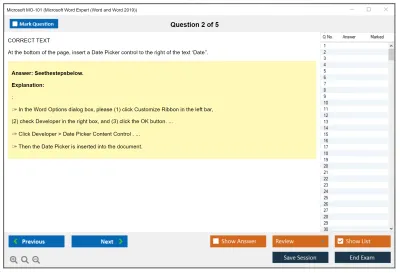 Microsoft MO-101 Microsoft Word Expert (Word and Word 2019) Practice test exam simulator test engine exam Prep practice test questions answers Image 2
