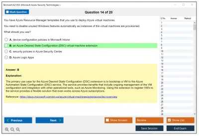 Microsoft AZ-500 Microsoft Azure Security Technologies Practice test exam simulator test engine exam Prep practice test questions answers Image 14