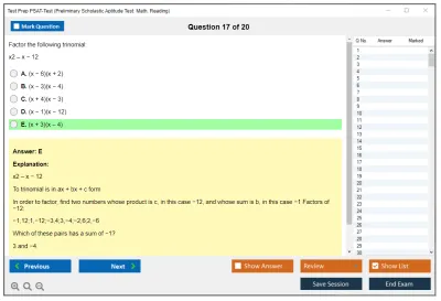 Test Prep PSAT-Test Preliminary Scholastic Aptitude Test: Math, Reading Practice test exam simulator test engine exam Prep practice test questions answers Image 17