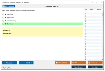 Cisco 500-452 Enterprise Networks Core and WAN Exam (ENCWE) Practice test exam simulator test engine exam Prep practice test questions answers Image 6