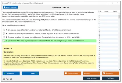 Microsoft 70-414 Implementing an Advanced Server Infrastructure Practice test exam simulator test engine exam Prep practice test questions answers Image 13