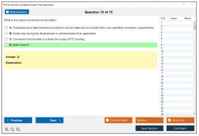 IFPUG I40-420 Certified Function Point Specialist Practice test exam simulator test engine exam Prep practice test questions answers Image 10