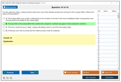IBM C2090-552 IBM InfoSphere Optim for Distributed Systems - V7.3.1 Practice test exam simulator test engine exam Prep practice test questions answers Image 10
